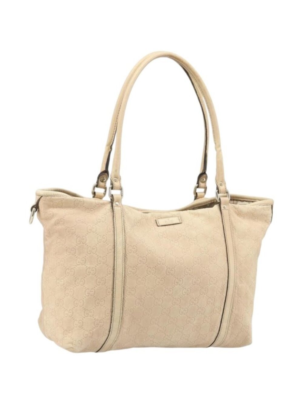 GUCCI GG Canvas Guccissima Tote Bag Leather Beige Gold